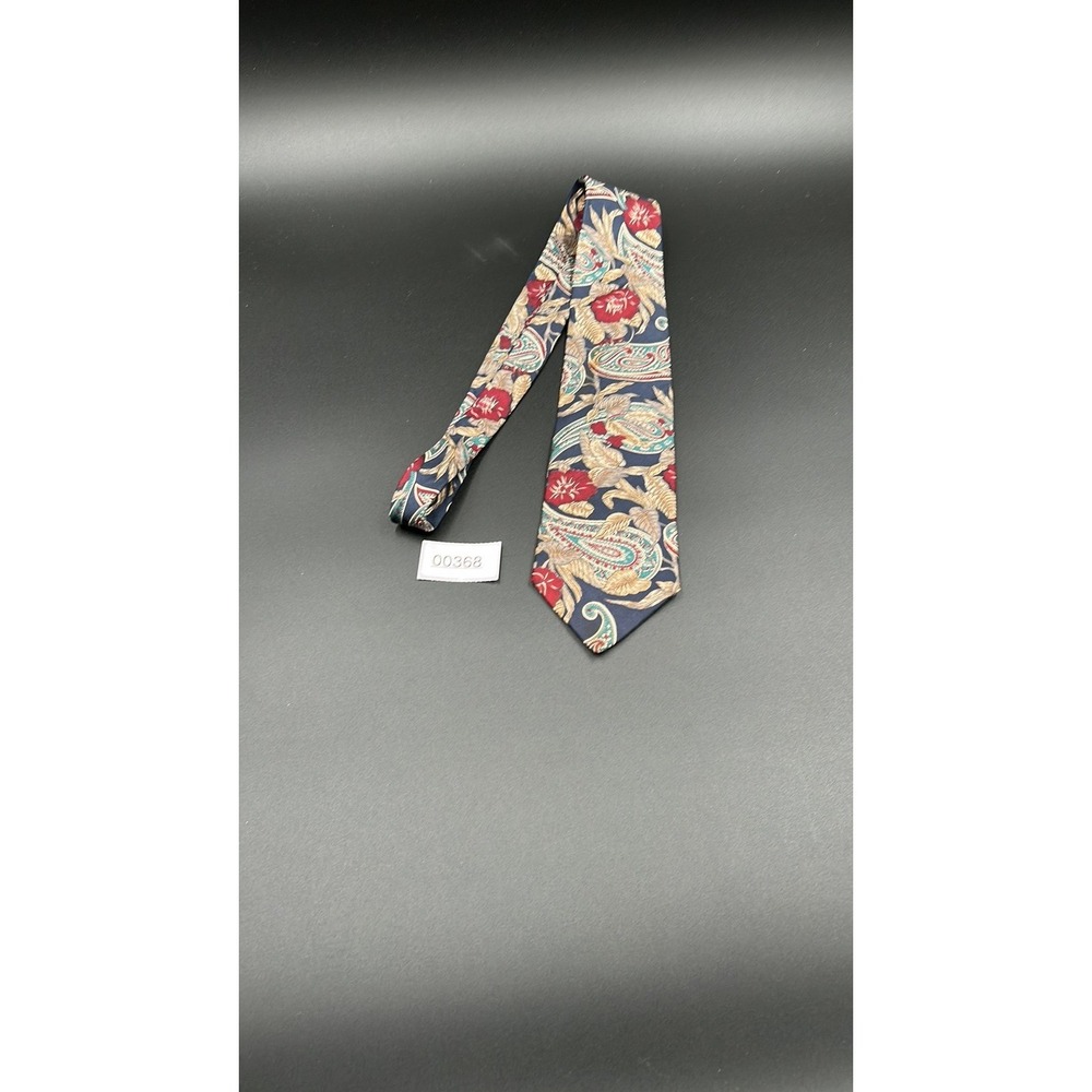 Vintage Bill Blass Silk Paisley and Floral Tie in Navy and Burgundy